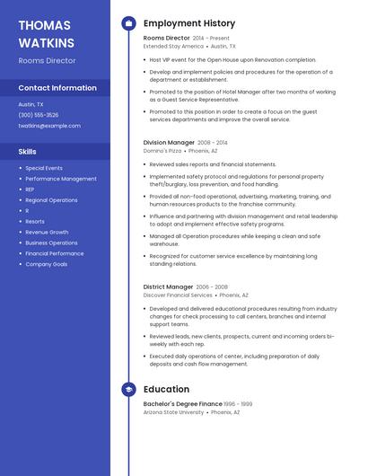 Rooms Director Resume