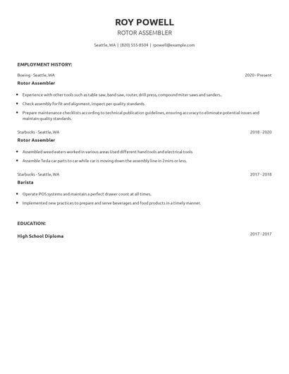 Rotor Assembler Resume