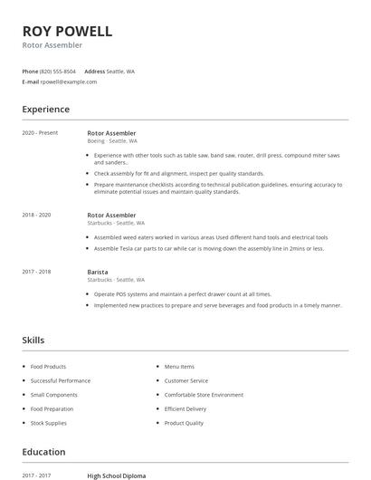 Rotor Assembler Resume