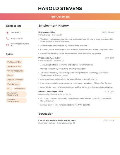 Rotor Assembler Resume