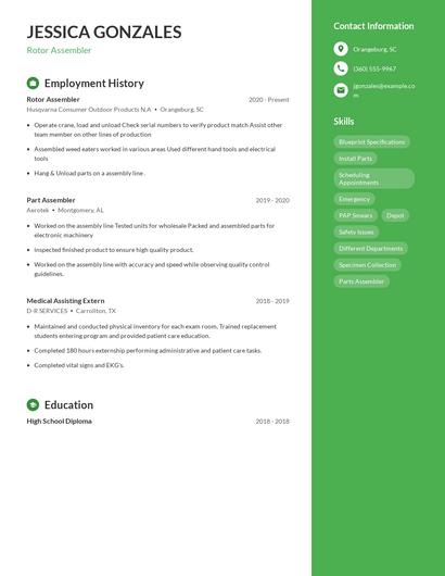 Rotor Assembler Resume