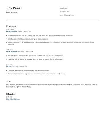 Rotor Assembler Resume