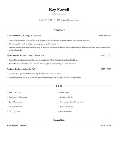 Rotor Assembler Resume