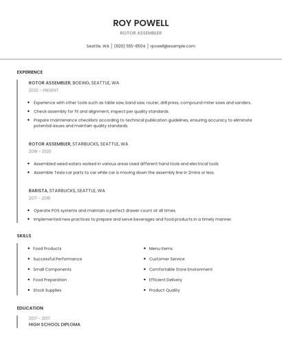 Rotor Assembler Resume