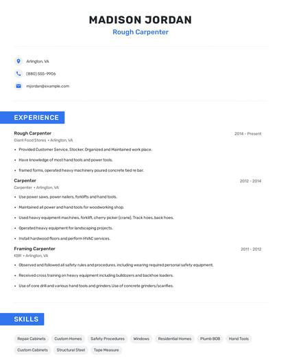 Rough Carpenter Resume
