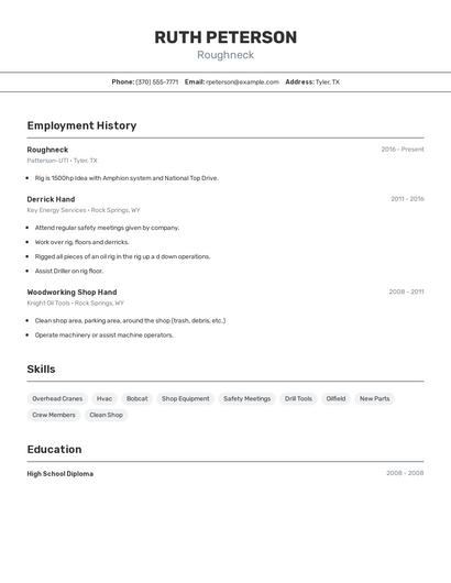 Roughneck Resume