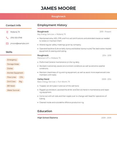 Roughneck Resume