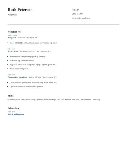Roughneck Resume