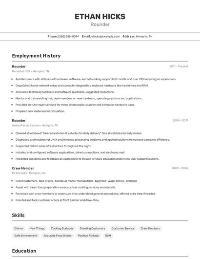 Rounder Resume