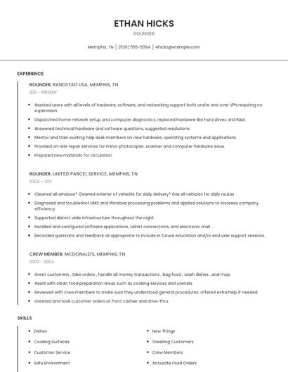 Rounder Resume