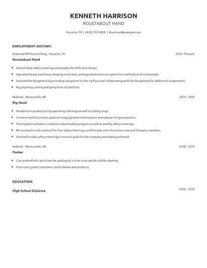 Roustabout Hand Resume