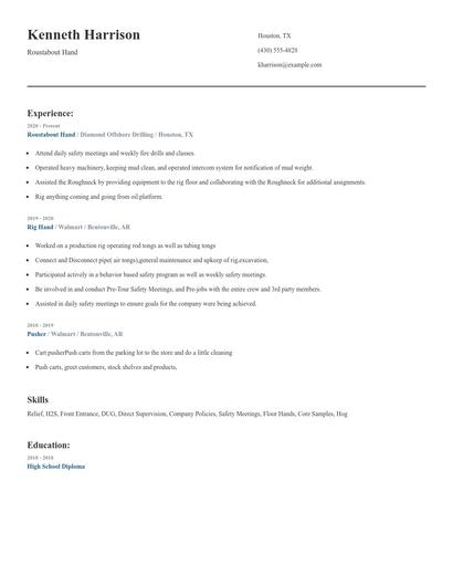 Roustabout Hand Resume