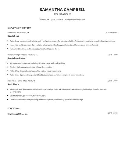 Roustabout Resume