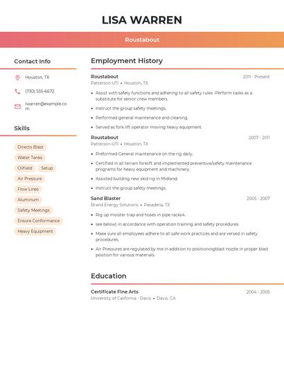 Roustabout Resume
