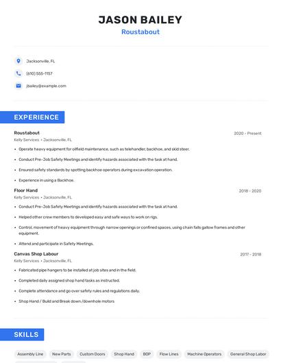 Roustabout Resume