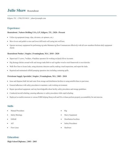Roustabout Resume