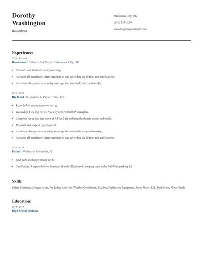 Roustabout Resume