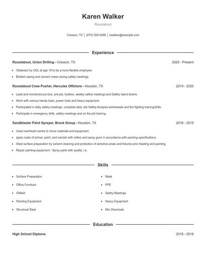 Roustabout Resume
