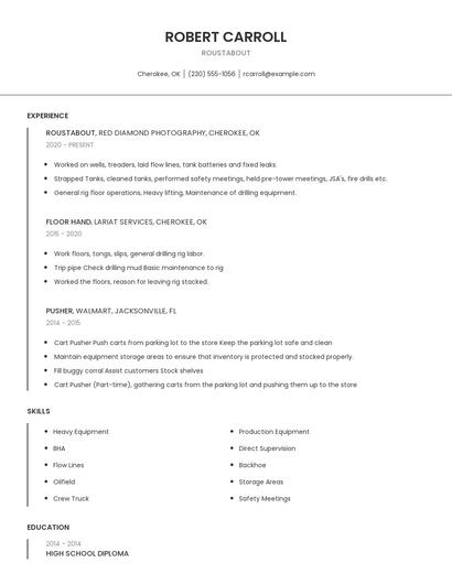 Roustabout Resume