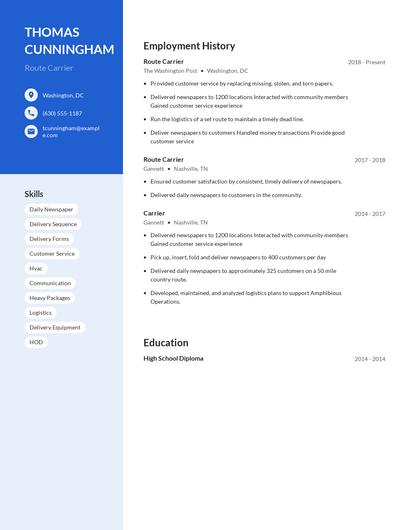 Route Carrier Resume