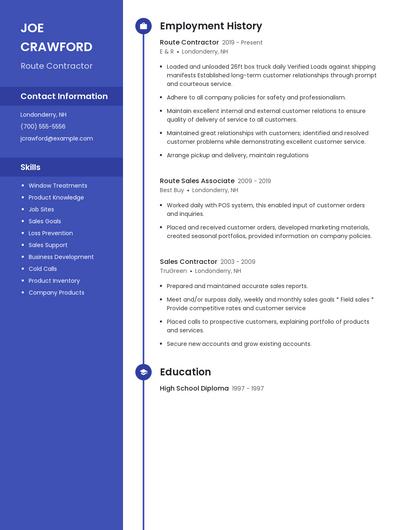 Route Contractor Resume