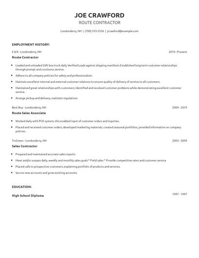 Route Contractor Resume
