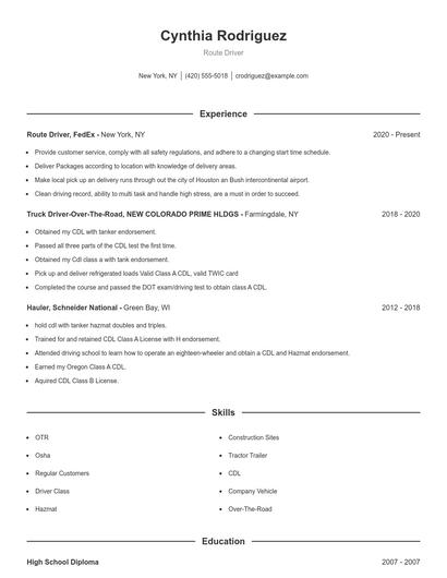 Resume example 1