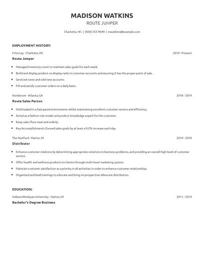 Route Jumper Resume