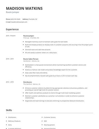 Route Jumper Resume