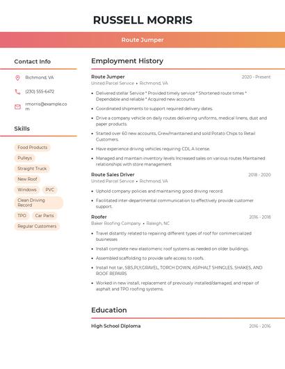 Route Jumper Resume