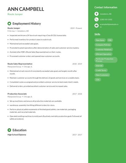 Route Jumper Resume
