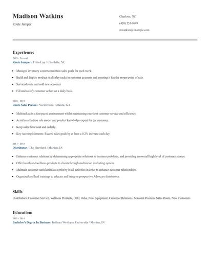 Route Jumper Resume