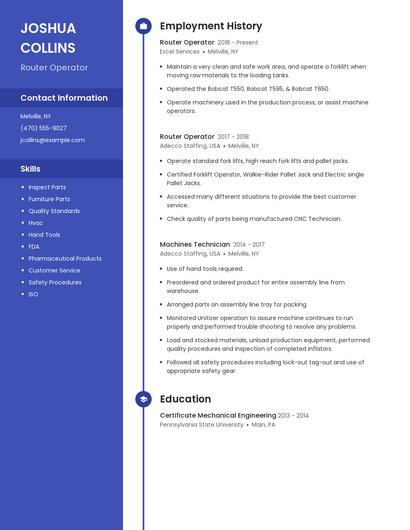 Router Operator Resume