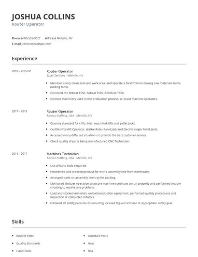 Router Operator Resume