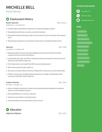 Router Operator Resume