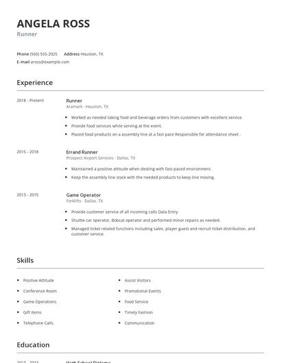 Runner Resume