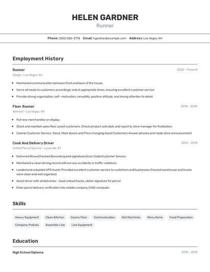 Runner Resume