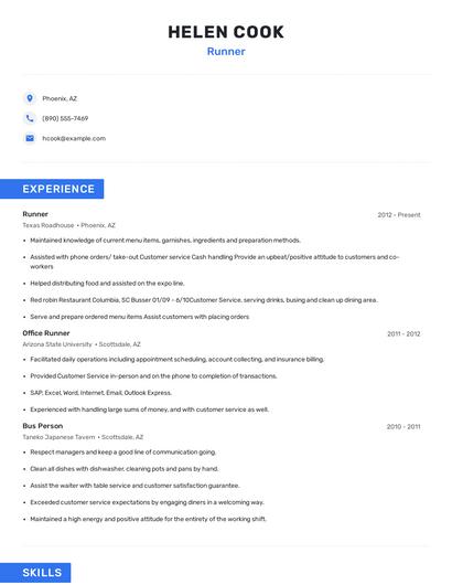 Runner Resume
