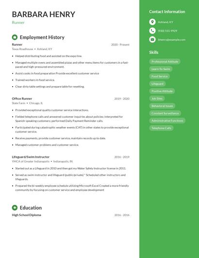 Runner Resume
