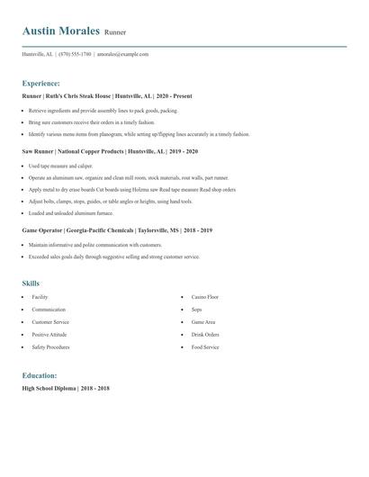 Runner Resume