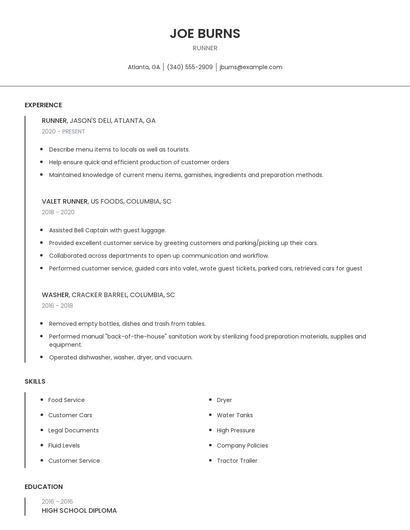 Runner Resume