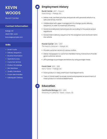 Rural Carrier Resume