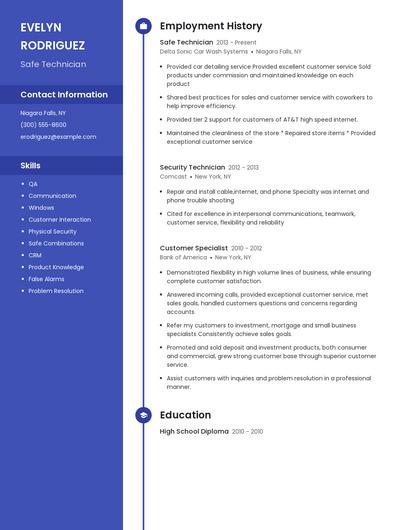 Safe Technician Resume