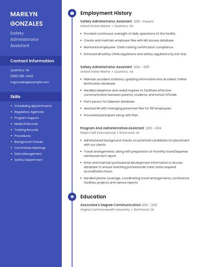 Safety Administrator Assistant Resume