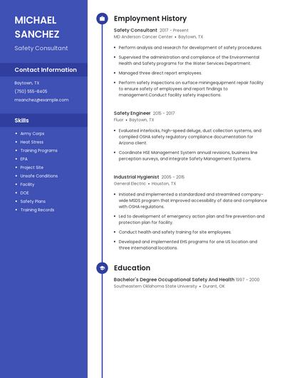Safety Consultant Resume