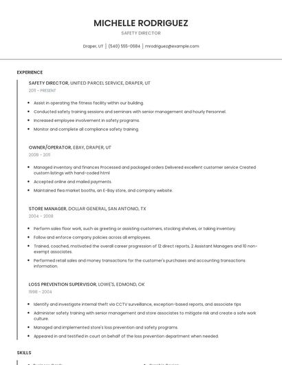 Safety Director Resume