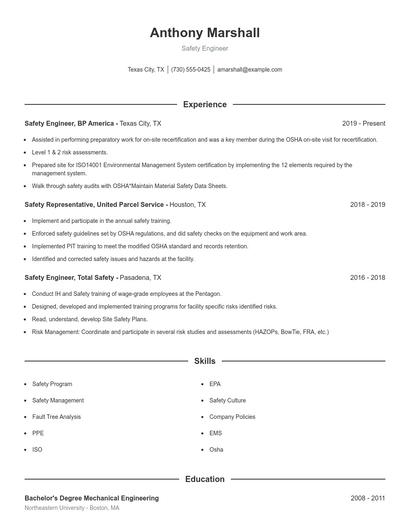 Resume example 1