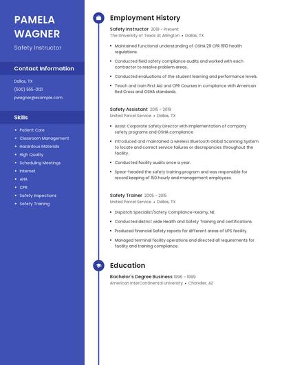 Safety Instructor Resume