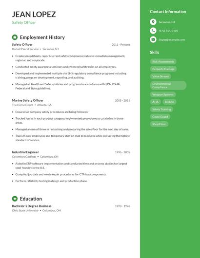 Resume example 5