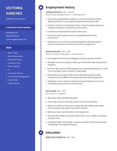 Sailing Instructor Resume